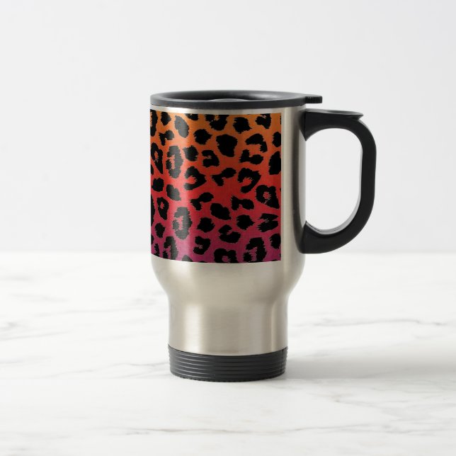 Rainbow Colors Fantasy Leopard Print Pattern Travel Mug (Right)