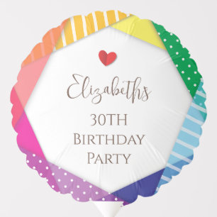 Rainbow Colors Festival Themed Happy 30th Birthday Balloon