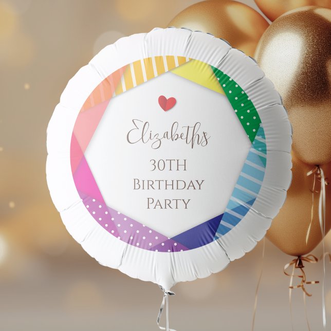 Rainbow Colors Festival Themed Happy 30th Birthday Balloon (Creator Uploaded)