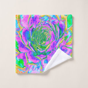 Rainbow Colors Fiesta Succulent Sedum Rosette Wash Cloth