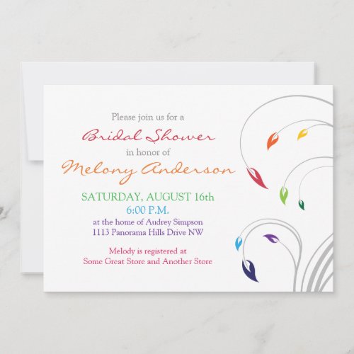 Rainbow Colors Floral Bridal Shower Invitation