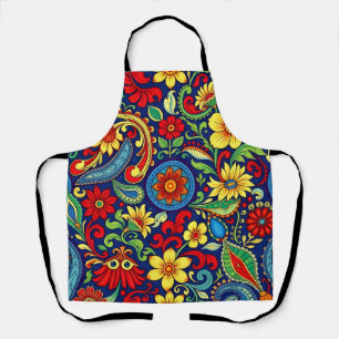 Rainbow Colors Flower Paisley Design Apron