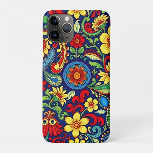Rainbow Colors Flower Paisley Design Case-Mate iPhone Case (Back)