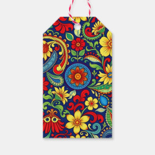 Rainbow Colors Flower Paisley Design Gift Tags