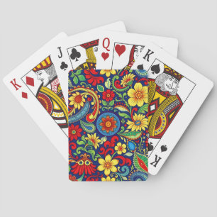 Rainbow Colors Flower Paisley Design Poker Cards