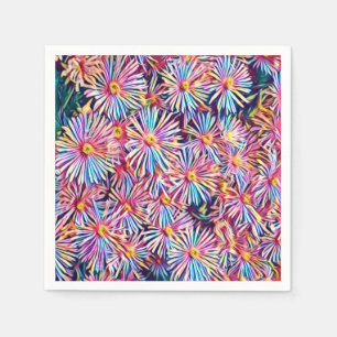 Rainbow Colors Flowers Paper Napkin