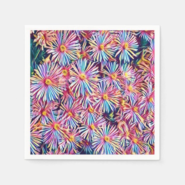 Rainbow Colors Flowers Paper Napkin (Front)