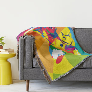 Rainbow Colors French Bulldog Throw Blanket