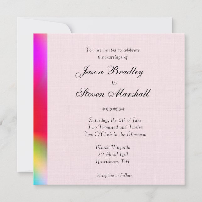Rainbow Colors Gay Wedding Invitation (Front)