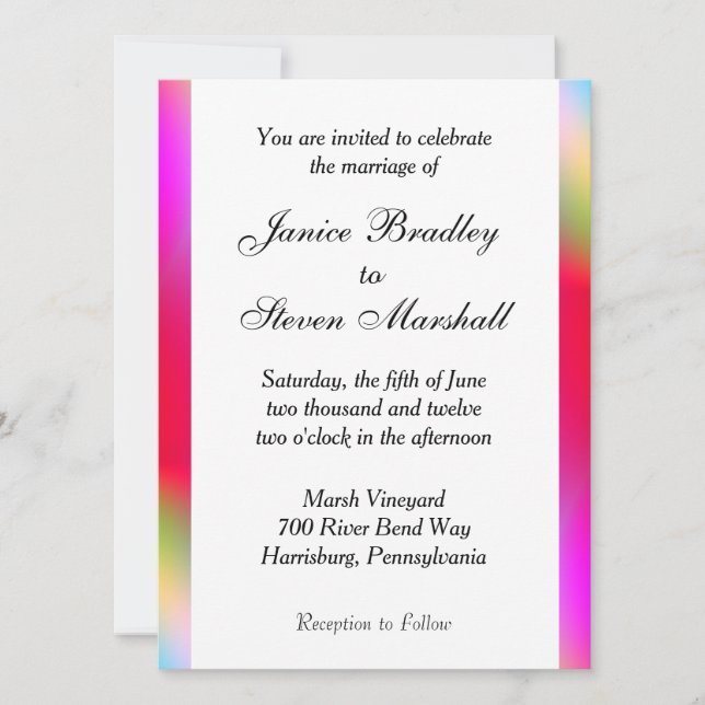 Rainbow Colors Gay Wedding Invitation (Front)
