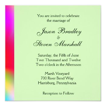 Rainbow Colors Gay Wedding Invitation