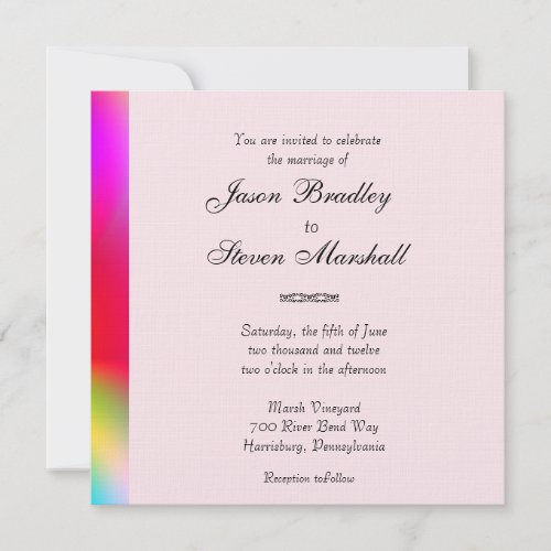 Rainbow Colors Gay Wedding Invitation