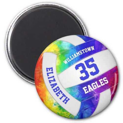 rainbow colors girly volleyball team name magnet