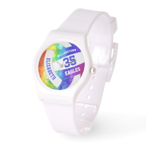 rainbow colors girly volleyball team name watch