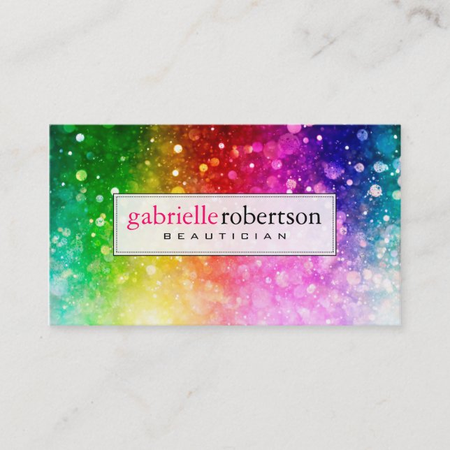 Rainbow Colors Glitter And Sparkles Business Card (Front)