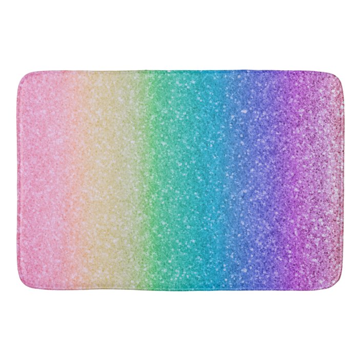 Rainbow Colors Glitter Sparkle Girly Glam Colorful Bathroom Mat Zazzle Com