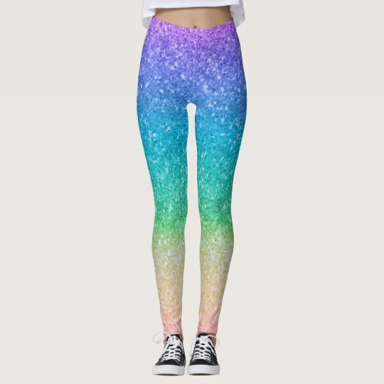 Rainbow Colors Glitter Sparkle Girly Glam Colorful Leggings | Zazzle.com
