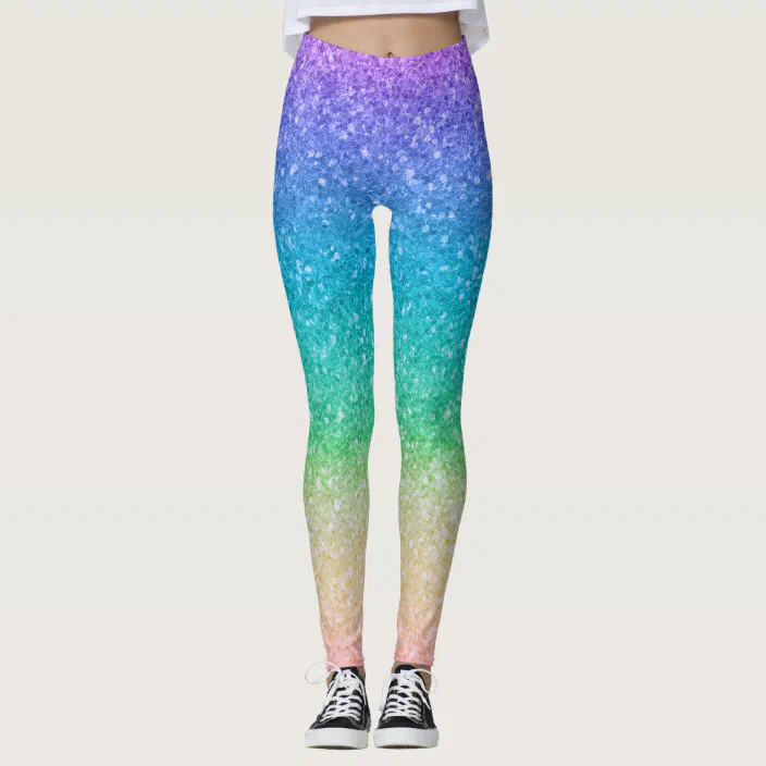Rainbow glitter leggings clearance