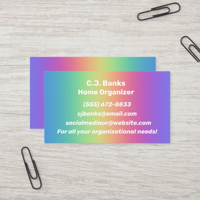 Rainbow Colors Gradient Business Cards (Front/Back In Situ)
