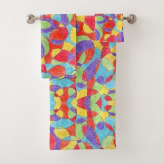 Rainbow Colors Hand Drawn Crayon Doodle Pattern