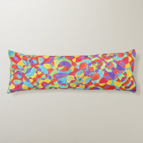 Rainbow Colors Hand Drawn Crayon Doodle Pattern Body Pillow