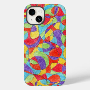 Rainbow Colors Hand Drawn Crayon Doodle Pattern Case-Mate iPhone 14 Case