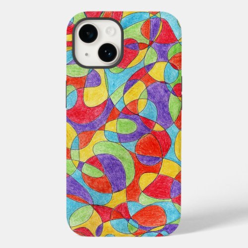 Rainbow Colors Hand Drawn Crayon Doodle Pattern Case_Mate iPhone 14 Case