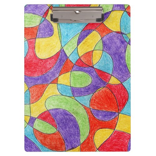 Rainbow Colors Hand Drawn Crayon Doodle Pattern Clipboard