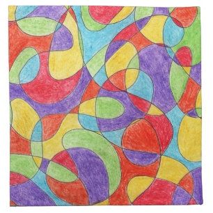 Rainbow Colors Hand Drawn Crayon Doodle Pattern Cloth Napkin