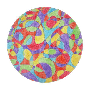 Rainbow Colors Hand Drawn Crayon Doodle Pattern Cutting Board