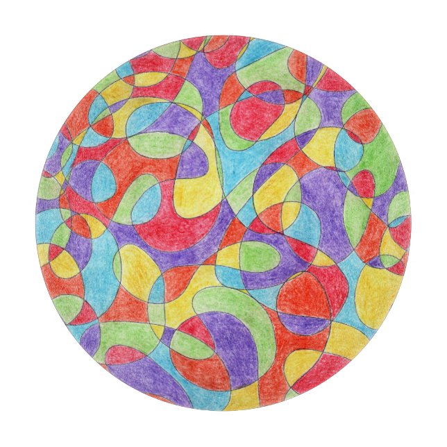 Rainbow Colors Hand Drawn Crayon Doodle Pattern Cutting Board (Front)