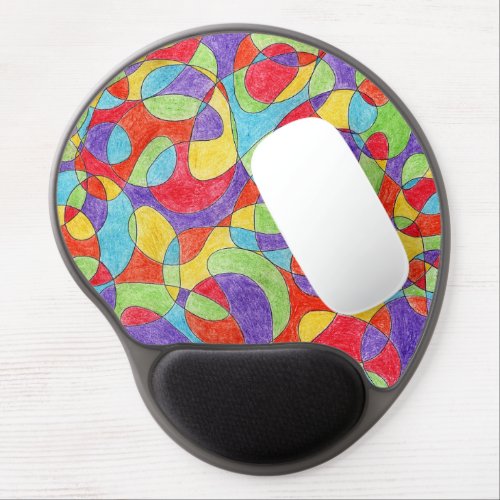 Rainbow Colors Hand Drawn Crayon Doodle Pattern Gel Mouse Pad