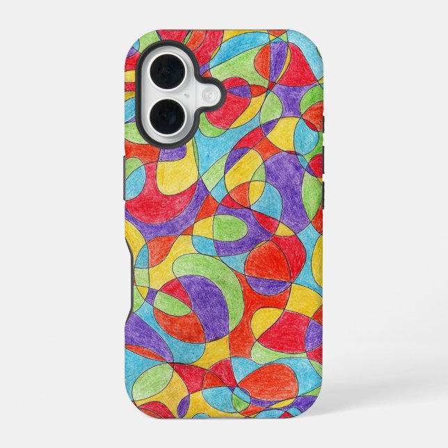 Rainbow Colors Hand Drawn Crayon Doodle Pattern Iphone Case (Back)