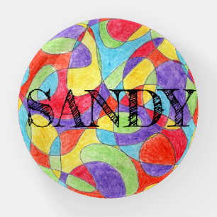 Rainbow Colors Hand Drawn Crayon Doodle Pattern Paperweight