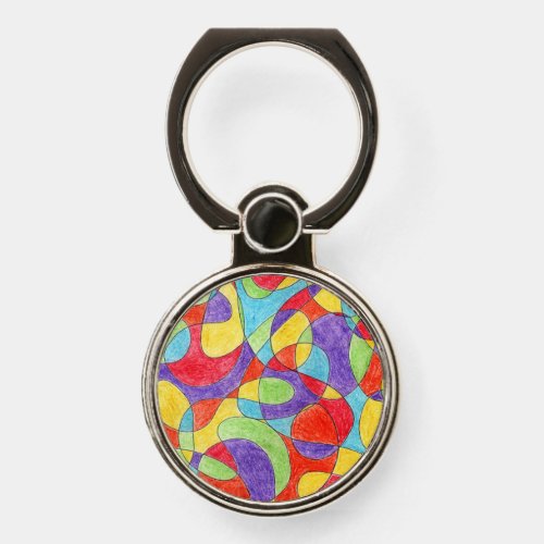 Rainbow Colors Hand Drawn Crayon Doodle Pattern Phone Ring Stand
