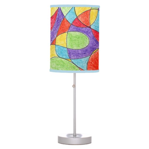 Rainbow Colors Hand Drawn Crayon Doodle Pattern Table Lamp