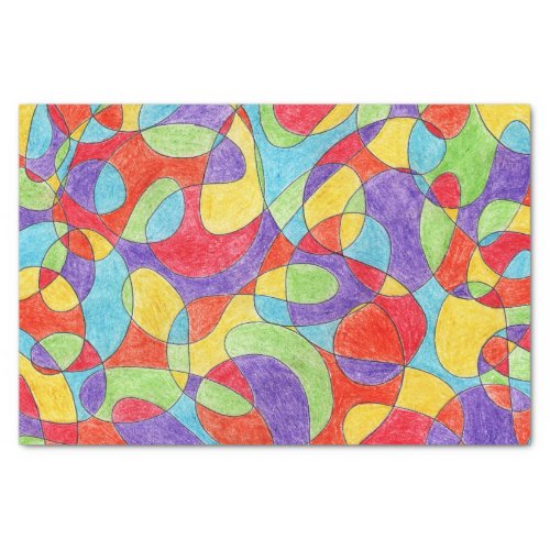 Rainbow Colors Hand Drawn Crayon Doodle Pattern Tissue Paper
