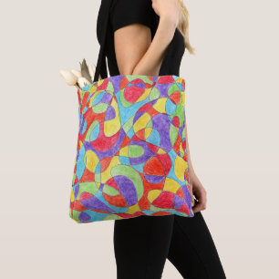 Rainbow Colors Hand Drawn Crayon Doodle Pattern Tote Bag