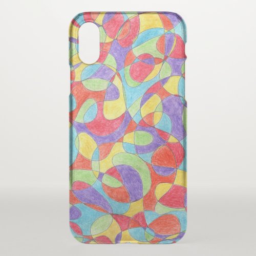Rainbow Colors Hand Drawn Crayon Doodle Pattern iPhone X Case