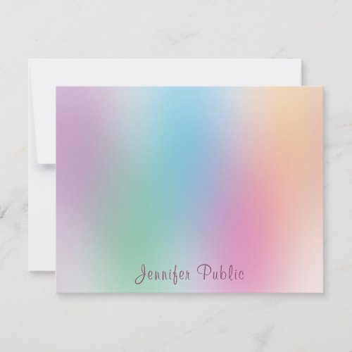 Rainbow Colors Handwriting Elegant Monogrammed Note Card