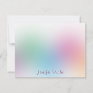 Rainbow Colors Handwritten Elegant Monogram Note Card