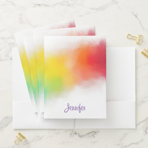 Rainbow Colors Handwritten Script Template Modern Pocket Folder