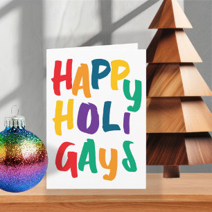 Rainbow Colors Happy Holigays Christmas Holiday Card