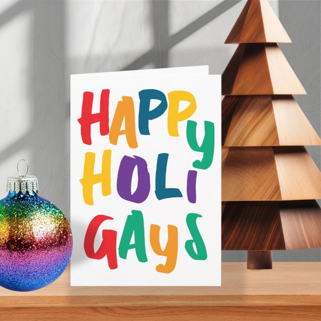Rainbow Colors Happy Holigays Christmas Holiday Card (Rainbow Colors Happy Holigays Christmas Holiday Card by Ricaso. Fun bold Happy Holidays Gay Themed)
