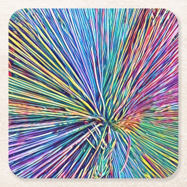 Rainbow Colors Happy Paper Coaster (Front)