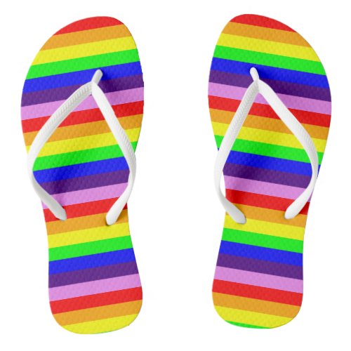 Rainbow Colors Horizontal Classic Stripes Colorful Flip Flops