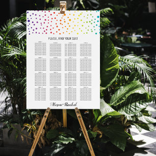 Rainbow colors lesbian wedding seating chart foam board