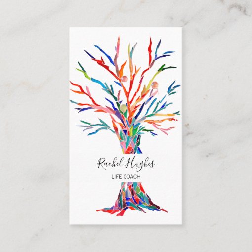 Rainbow Colors Life Coach Business Card | Zazzle