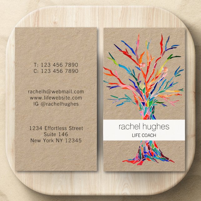 Rainbow Colors Life Coach Kraft Business Card (Creator Uploaded)