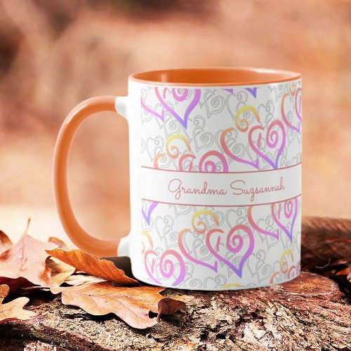 Rainbow Colors Linked Heart Artwork Custom Mug